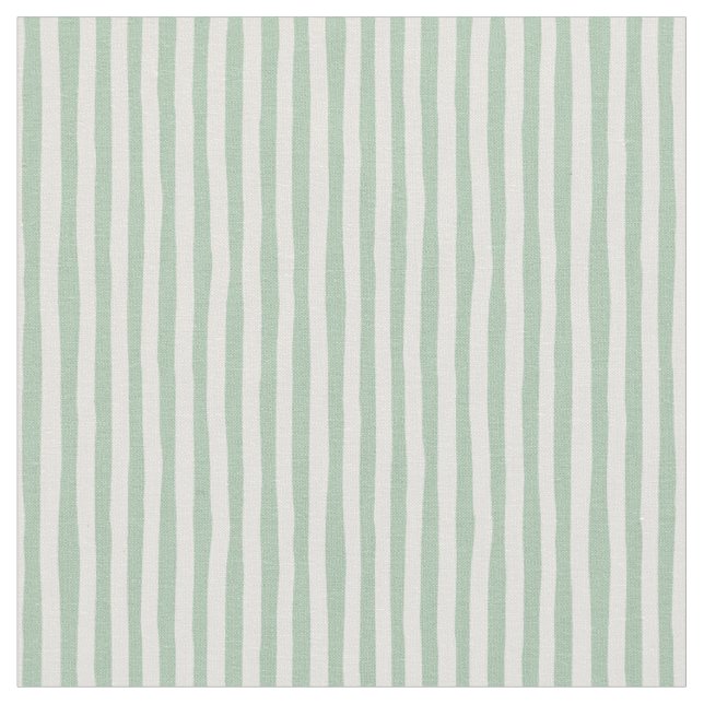 Light Green & Ivory Wonky Stripes Fabric (Close Up)