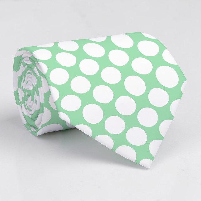 Light Green Jumbo Polka Dots Custom Necktie (Creator Uploaded)