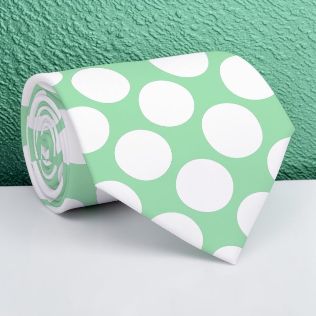 Light Green Jumbo Polka Dots Custom Necktie (Creator Uploaded)