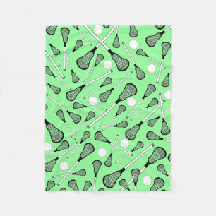 Light green lacrosse sticks pattern fleece blanket