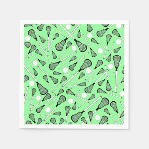 Light green lacrosse sticks pattern napkin