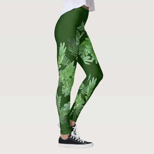 Light Green Leaves Leggings (Right)