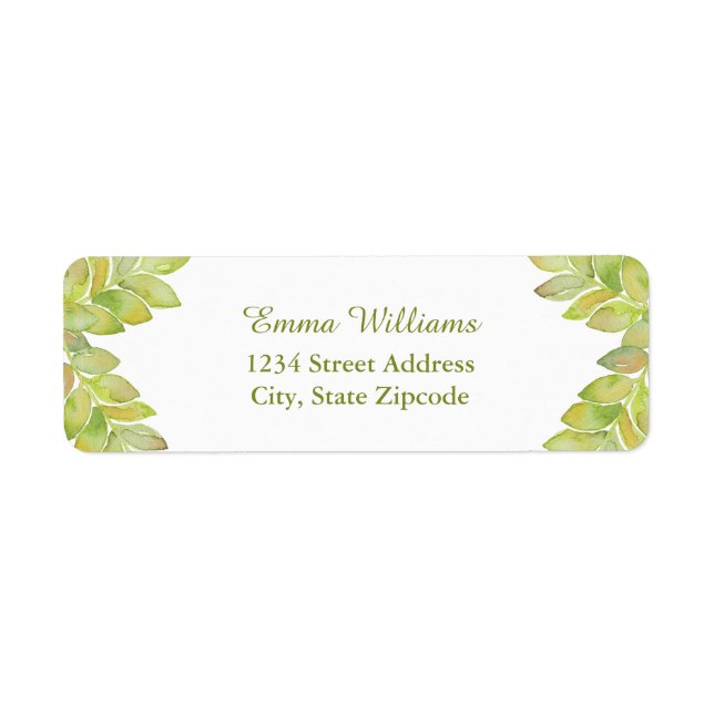 Light Green Leaves Nature Address Label (Front)