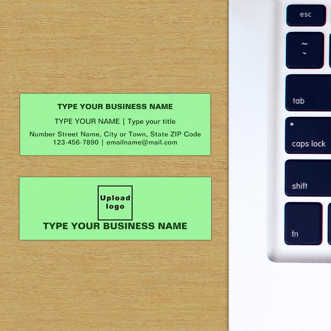 Light Green Mini Business Card (The front and back of the light green mini business card)