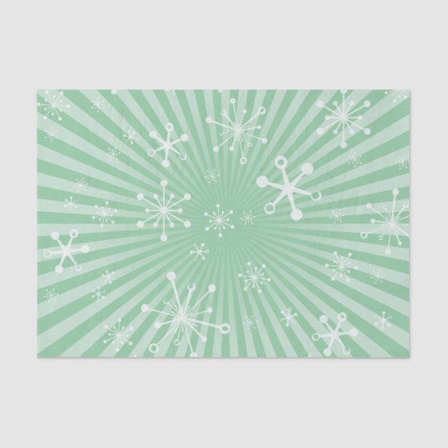 Light Green Modern Snowflakes Tissue Paper (Front)