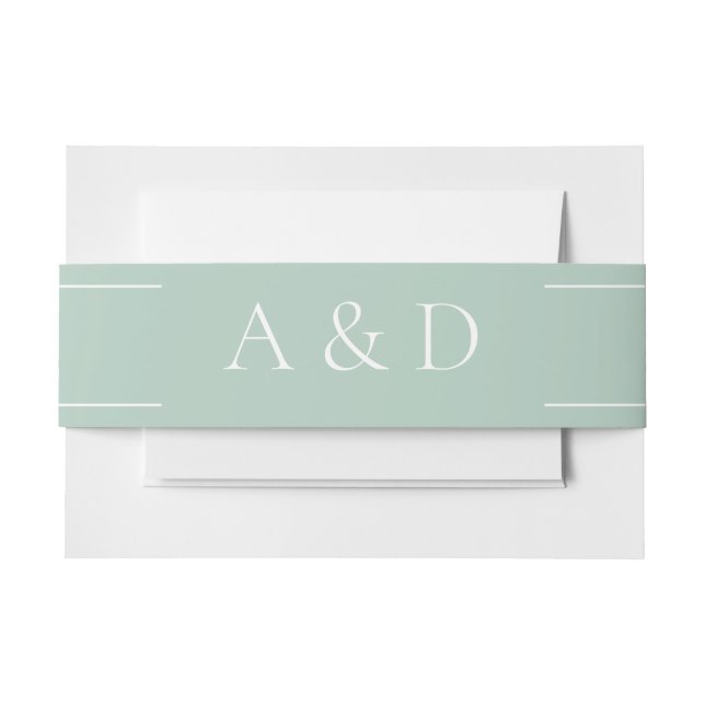 Light Green Modern Wedding Invitation Belly Band (Front Example)