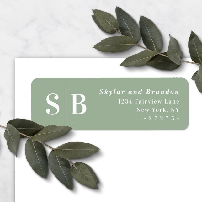 Light Green Monogrammed Wedding Return Address (Creator Uploaded)