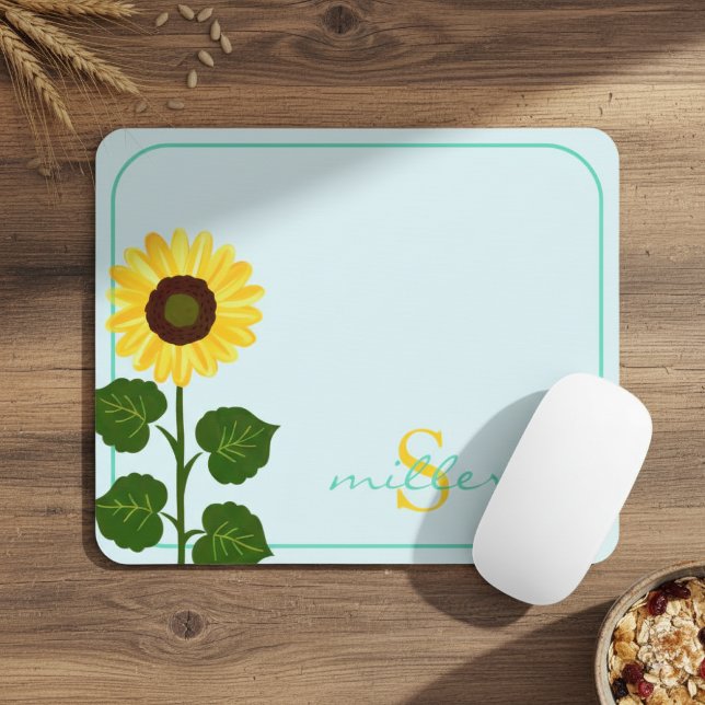  Light Green Mouse Pad with Sunflower (Creator Uploaded)