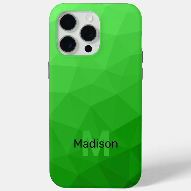 Light green ombre geometric mesh pattern Monogram Case-Mate iPhone Case (Back)