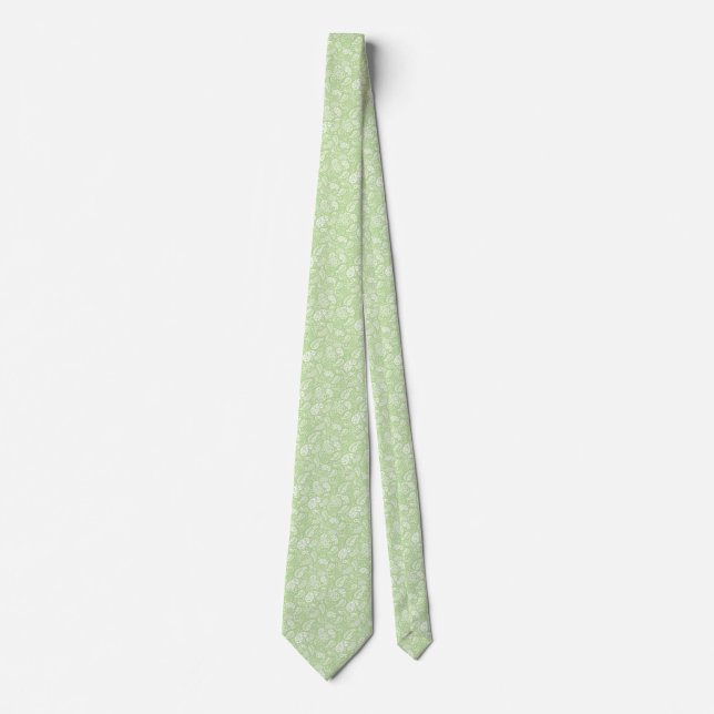 Light Green Paisley Floral Pattern Tie (Front)