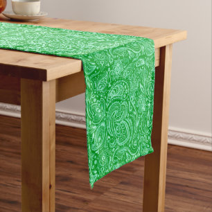 Light green paisley on green short table runner
