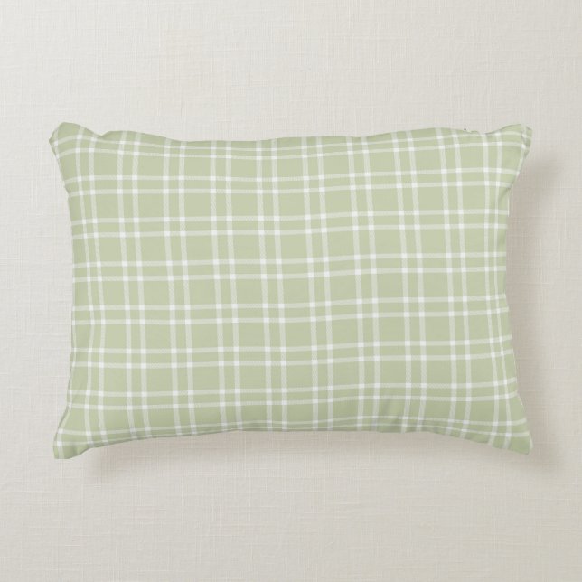 Light Green Plaid Decorative Cushion (Front)
