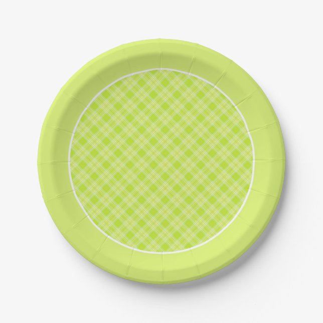 Light green plaid paper plate (Front)