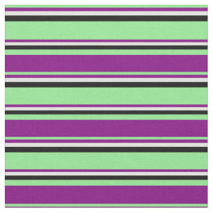 Light Green, Purple, Light Cyan & Black Coloured Fabric