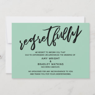 Light Green Regretfully Wedding Cancellation Card
