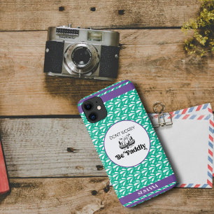 Light Green Retro Pattern Otter Canoe Custom Name Case-Mate iPhone Case