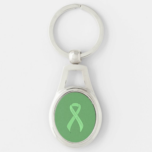 Light Green Ribbon Support Awareness Key Ring (Front)