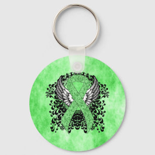 Light Green Ribbon with Wings Key Ring