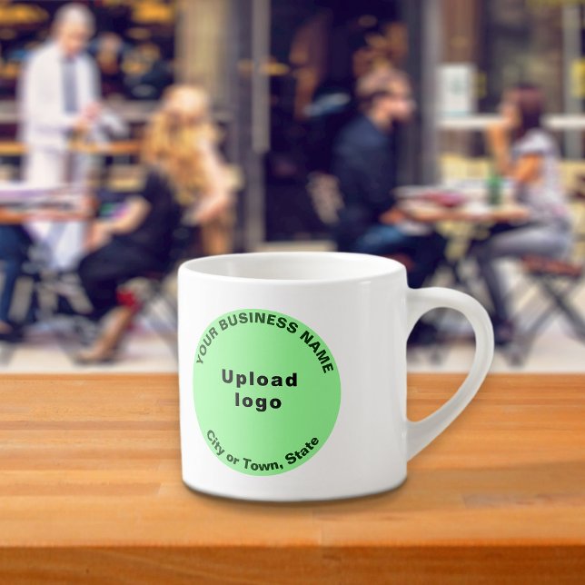 Light Green Round Business Brand on Espresso Mug (Creator Uploaded)