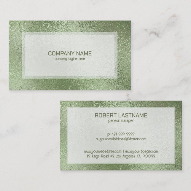 Light green shimmering iridescent texture business card (Front/Back)