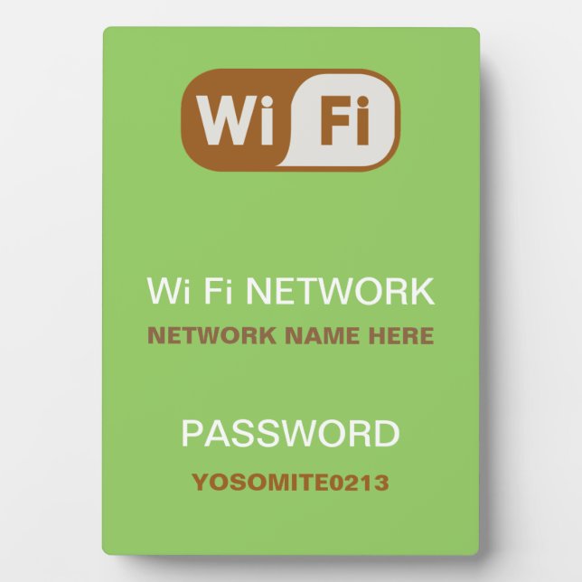 Light Green Simple Elegant WiFi Info Plaque (Front)