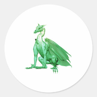 Light Green Sitting Dragon Classic Round Sticker