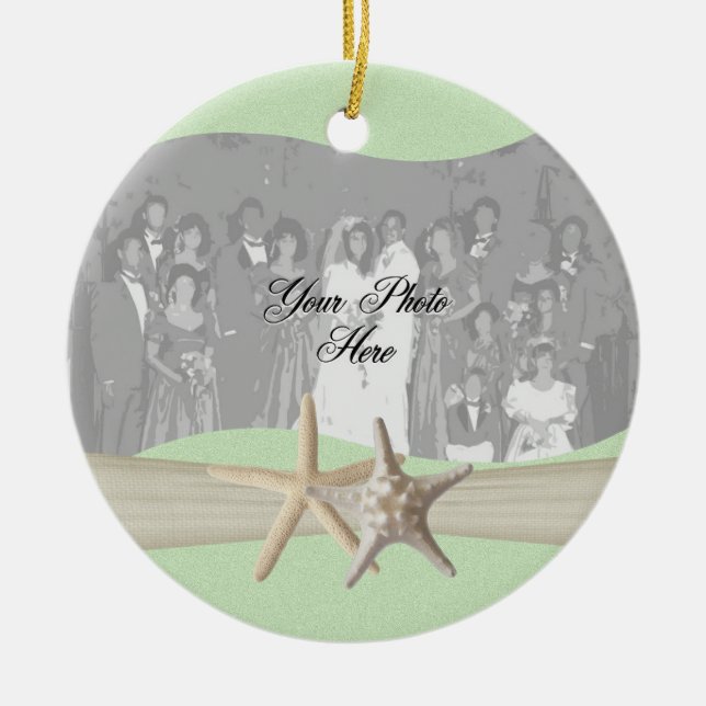 Light Green Starfish Photo Ceramic Tree Decoration (Front)