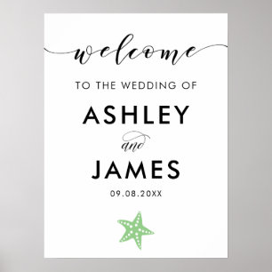 Light Green Starfish Wedding Welcome Sign