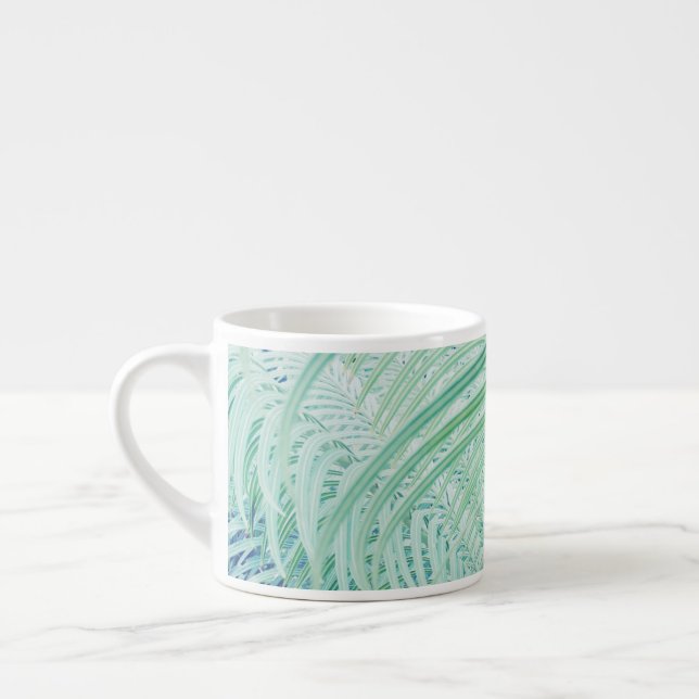 Light Green Stylish Plant Print Espresso Mug (Left)