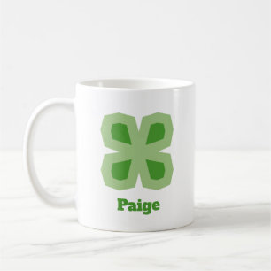 Light Green Stylized Lucky 4-Leaf Clover Coffee Mug