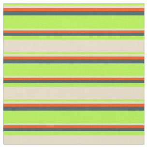 Light Green, Tan, Red & Dark Slate Grey Pattern Fabric