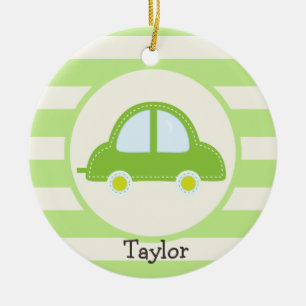 Light Green Toy Car Ceramic Tree Decoration