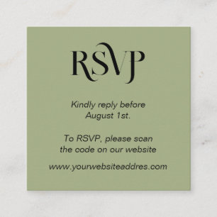 Light green trendy typography RSVP Enclosure Card