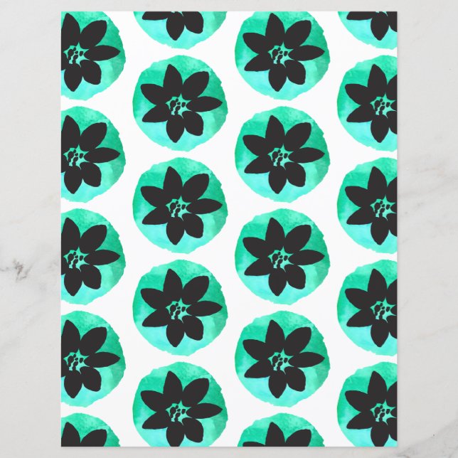 Light Green Tropical Flower Pattern Scrapbook Pape (Front)