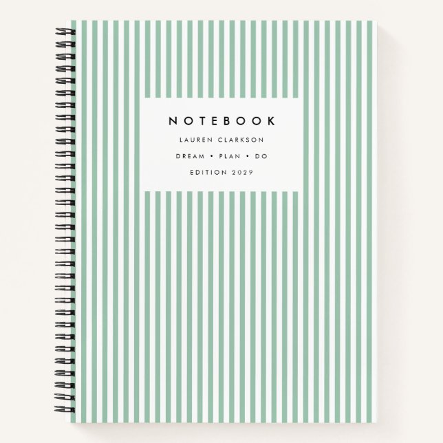 Light Green Vertical Stripe Notebook (Front)
