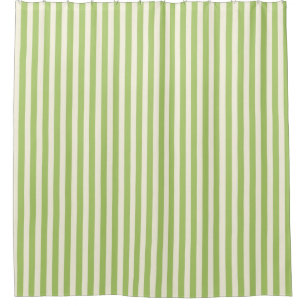 Light Green Vintage Ticking Stripe Farmhouse Shower Curtain