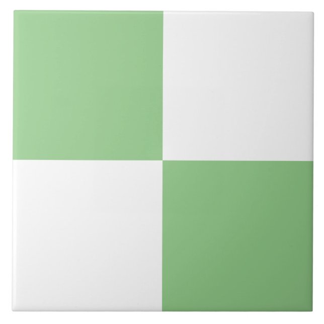 Light Green White Chequered Ceramic Tile (Front)