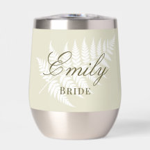 Light Green White Fern Elegant Bridal Silver