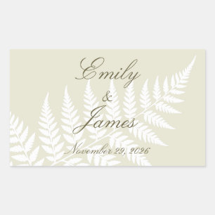 Light Green White Fern Elegant Personalised Rectangular Sticker