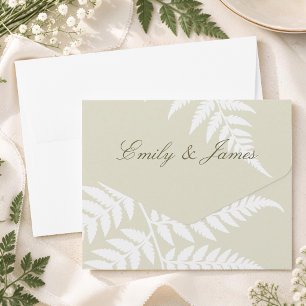 Light Green White Fern Elegant Wedding All In One Invitation