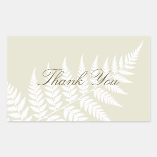 Light Green White Fern Foliage Thank You Rectangular Sticker