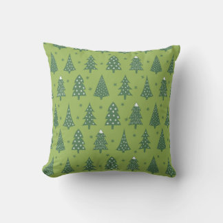 Light Green White Festive Christmas Tree Pattern Cushion