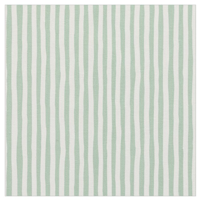 Light Green & White Wonky Stripes Fabric (Close Up)