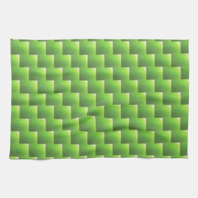 light green wicker pattern, spring summer crafts tea towel (Horizontal)