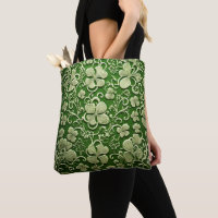 LIGHT GREEN WITH LACE LOOK IRISH CELTIC SHAMROCKS