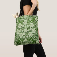 LIGHT GREEN WITH LACE LOOK IRISH CELTIC SHAMROCKS