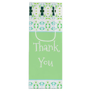 Light Green With Pretty Patterned Wine Gift Bag