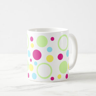 Light Green Yellow Magenta Blue Circles Dots Coffee Mug