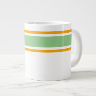 Light Green Yellow Top Racing Stripes On White Large Coffee Mug