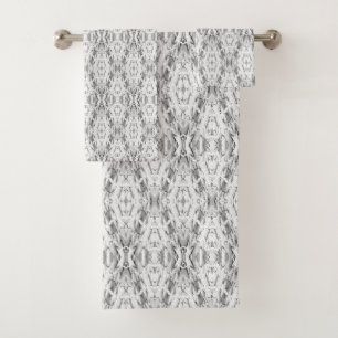Light grey abstract geometry pattern bath towel set
